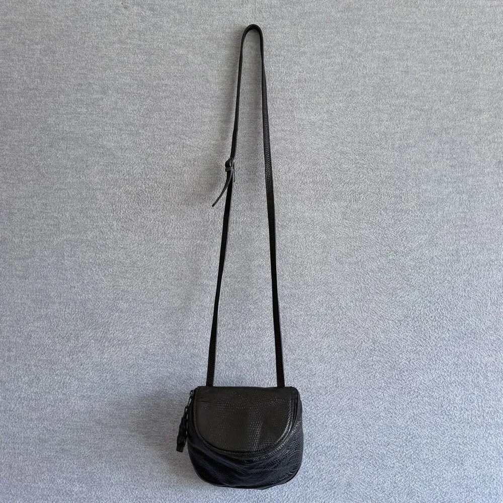 Ann Taylor Vtg Crossbody Mini Bag Lizard Reptile Embossed Leather Made in Italy